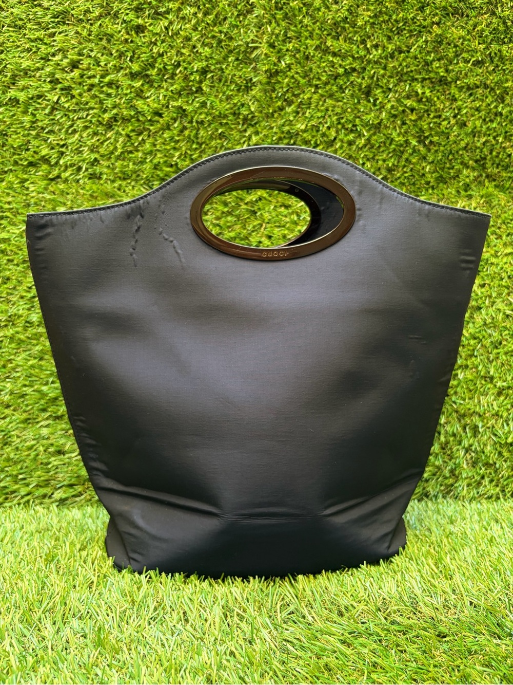 Vintage Gucci Navy Cutout Bucket Tote
